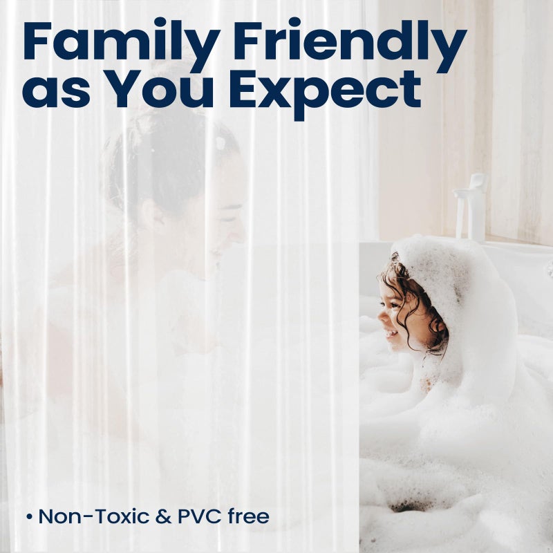 downluxe Set of 2 Frosted Shower Curtain Liner, PEVA Lightweight Plastic Shower Liner with 3 Magnets, 72" x 72" Waterproof Bathroom Curtain - Image 5